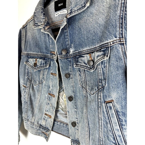 Gently Used BDG Embroidered Flamingo Denim Jacket XS - Picture 2 of 7